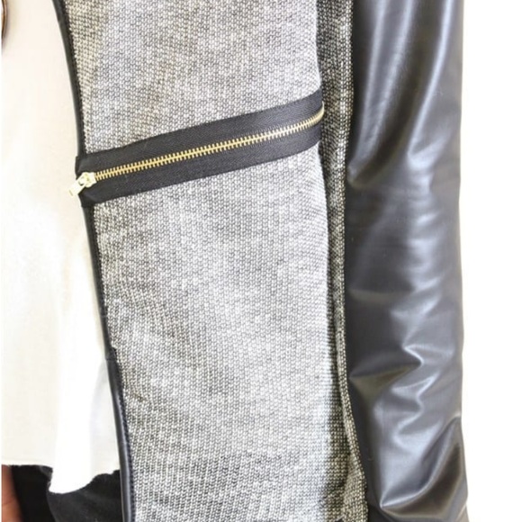 Zippered Faux Leather Paneled Jacket - Picture 3 of 5